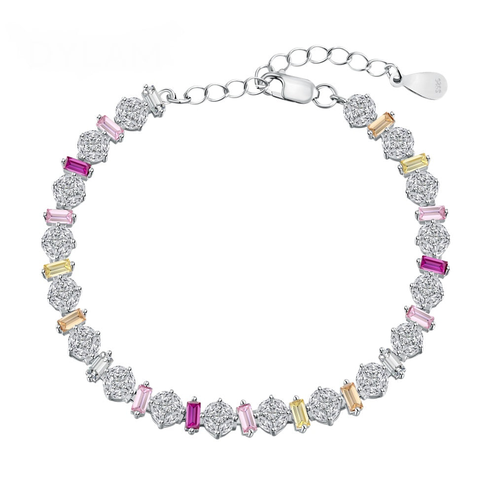 Anyco Bracelet Bohemian Rainbow S925 Sterling Silver Cz Eternity Band Bracelet Iced Out Diamond Tennis Chain Women Men Fine Jewelry-Bracelets-PEROZ Accessories