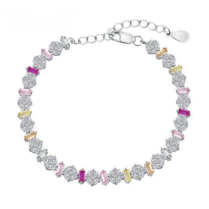 Anyco Bracelet Bohemian Rainbow S925 Sterling Silver Cz Eternity Band Bracelet Iced Out Diamond Tennis Chain Women Men Fine Jewelry-Bracelets-PEROZ Accessories