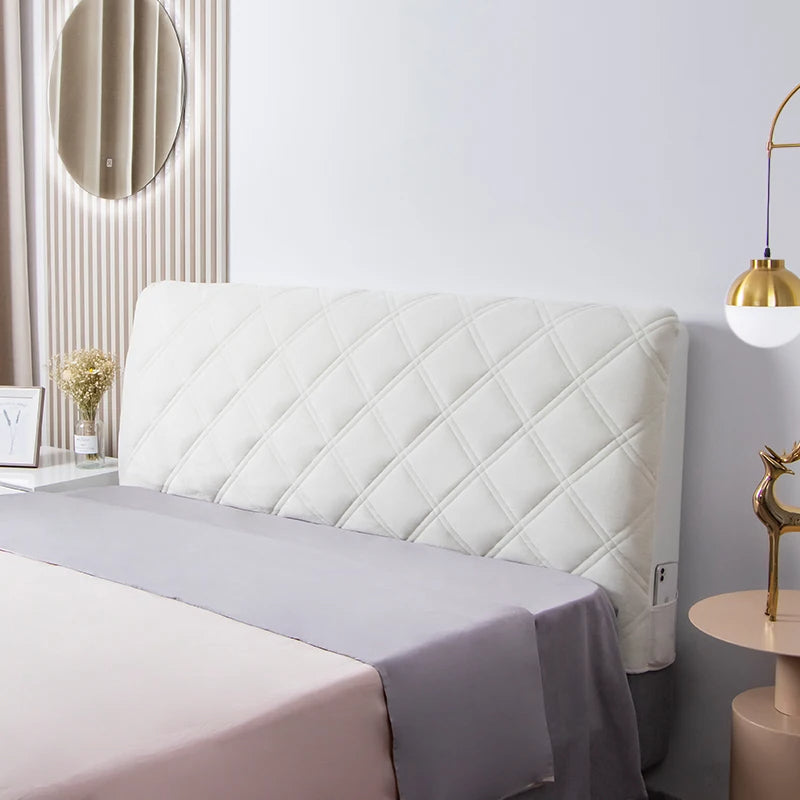 Anyhouz Headboard Cover Off White Criss Cross Pattern Super Soft Smooth Quilted Velvet Bed Back Dust Protector Cover 150x70cm-Bed Headboard-PEROZ Accessories