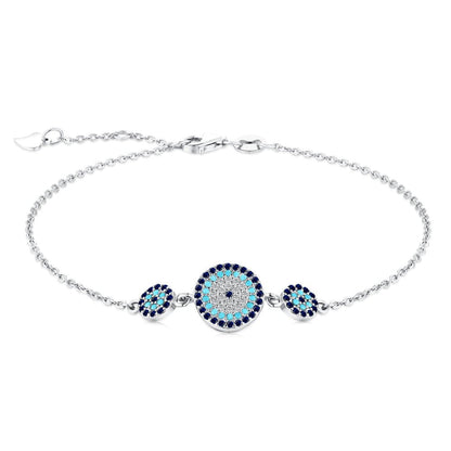Anyco Bracelet Fashion Jewelry Blue Eyes Shape Chain Pave Sterling Silver Cubic Zirconia Adjustable Bangle Bracelet For Women Girls-Bracelets-PEROZ Accessories