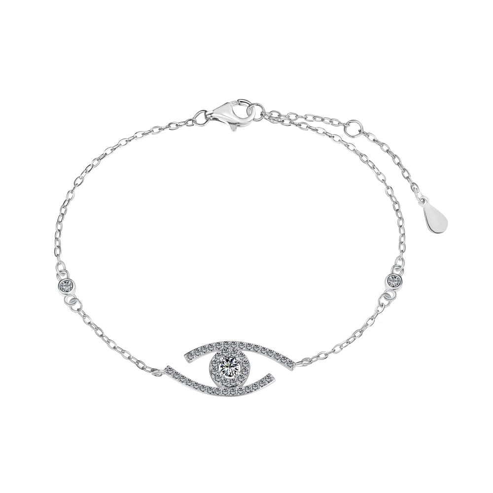 Anyco Bracelet Silver Geometric Polished Eye Diamond Ajustable Bracelet Custom Devil Eye Bracelets For Women-Bracelets-PEROZ Accessories