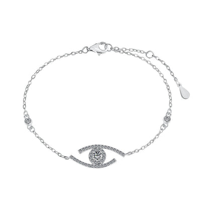 Anyco Bracelet Silver Geometric Polished Eye Diamond Ajustable Bracelet Custom Devil Eye Bracelets For Women-Bracelets-PEROZ Accessories