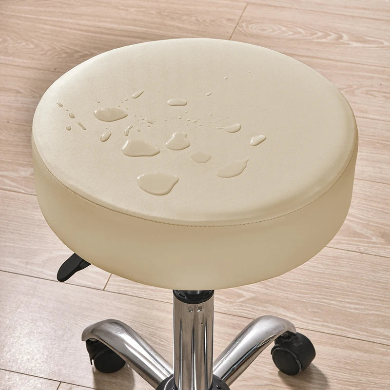 Anyhoux Barstool Cushion Cover Beige Elastic Bands Slipcover for Swivel Chair Barstool Washable PU Leather Cushion Cover-Chair Cover-PEROZ Accessories