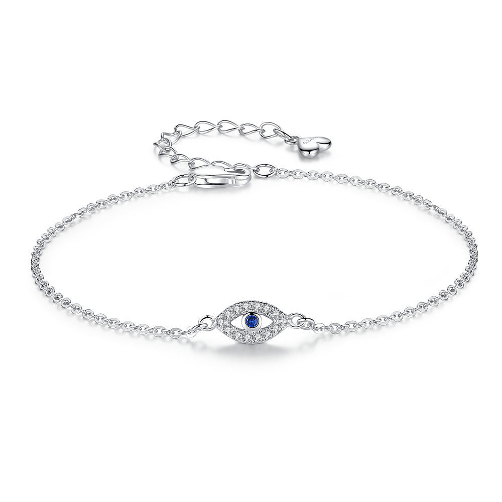 Anyco Bracelet High Quality Luxury Women Real 925 Sterling Silver Bracelet Blue Eye Stone Link Bracelets Bangles For Women-Bracelets-PEROZ Accessories