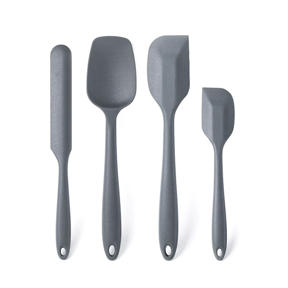 Anygleam Silicone Grey Seamless Mixing Spatula 4 Set Kitchen Accessories Baking Utensil Kit Bread Cake Mixing Tools Cooking Scraper Heat Resistant-Spatula and Shovel-PEROZ Accessories