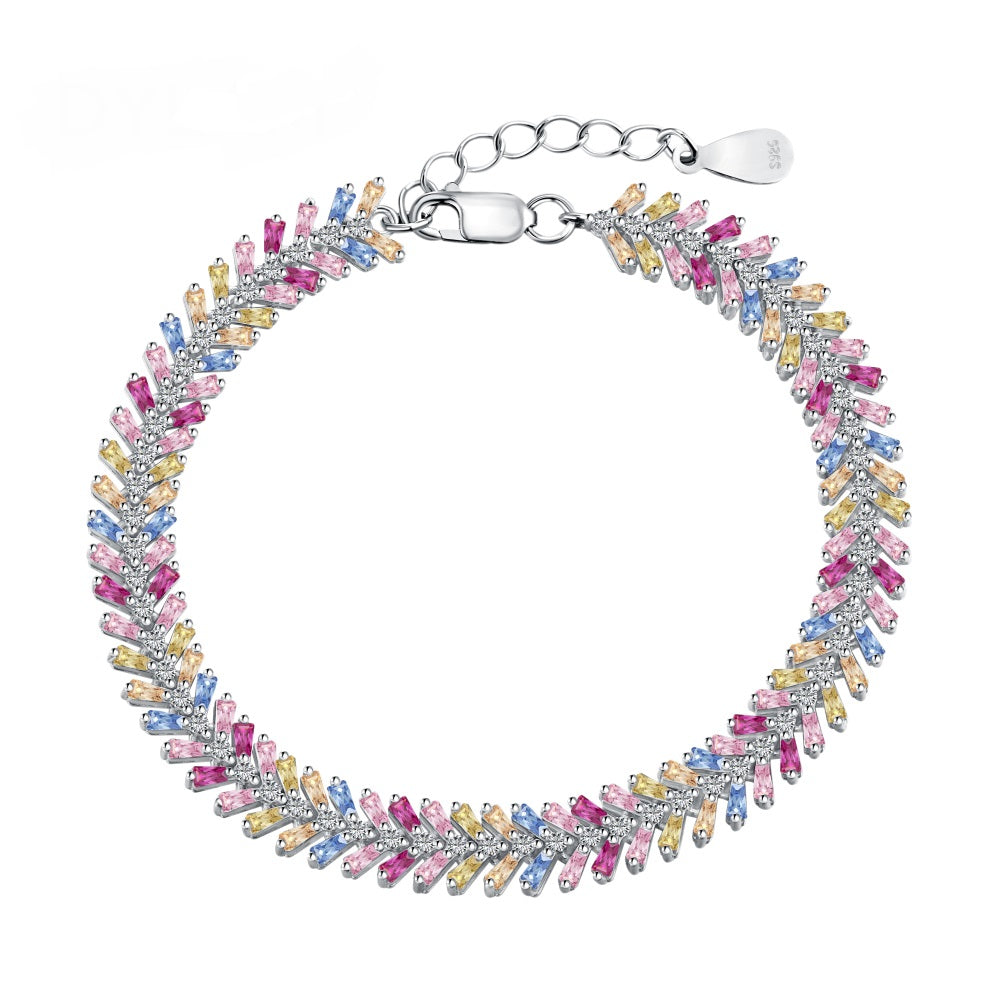 Anyco Bracelet Candy Color Jewelry Simple Ins Designer Bracelet Handmade Sterling Silver s925 Rainbow Tennis Bracelets Women-Bracelets-PEROZ Accessories