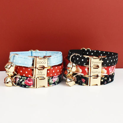 AnyWags Cat Collar Floral Black Small with Safety Buckle, Bell, and Durable Strap Stylish and Comfortable Pet Accessory-Cat Supplies-PEROZ Accessories