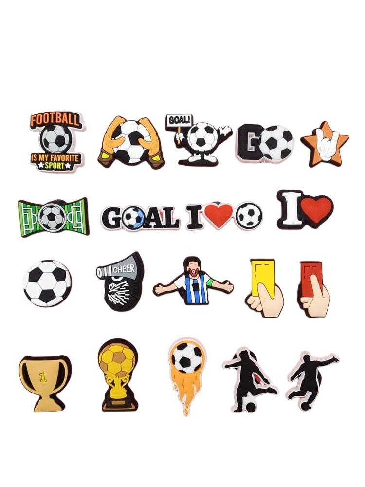 Anykidz 19Pcs Random Colors Football Shoe Charm Accessories Jeans Clogs Pendants Designer Ornament Jibbitz for Crocs-Shoe Accessories-PEROZ Accessories