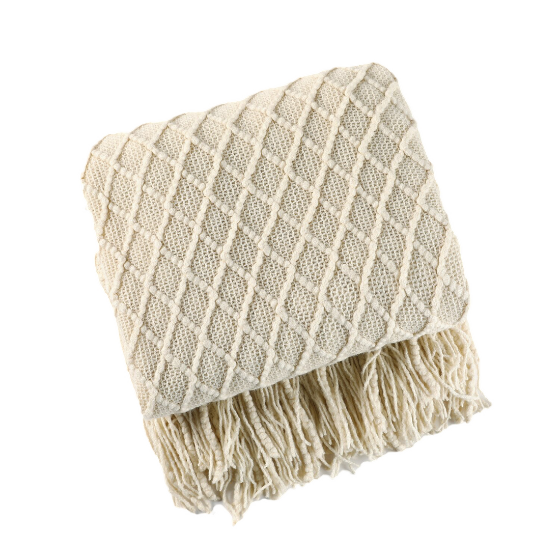 Anyhouz Beige Blanket Faux Cashmere Sofa Cover Nordic Style Knit Plaid Throw Tassels Bedspread Golden Blanket for Spring Summer 130*230cm-Blankets-PEROZ Accessories