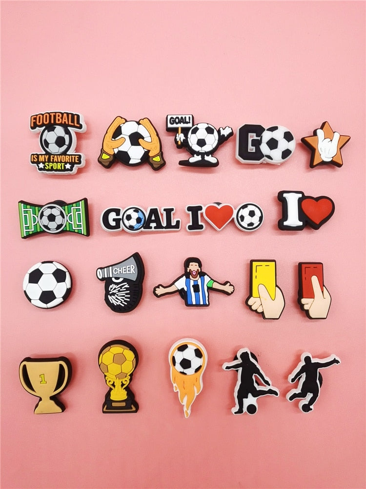 Anykidz 19Pcs Random Colors Football Shoe Charm Accessories Jeans Clogs Pendants Designer Ornament Jibbitz for Crocs-Shoe Accessories-PEROZ Accessories