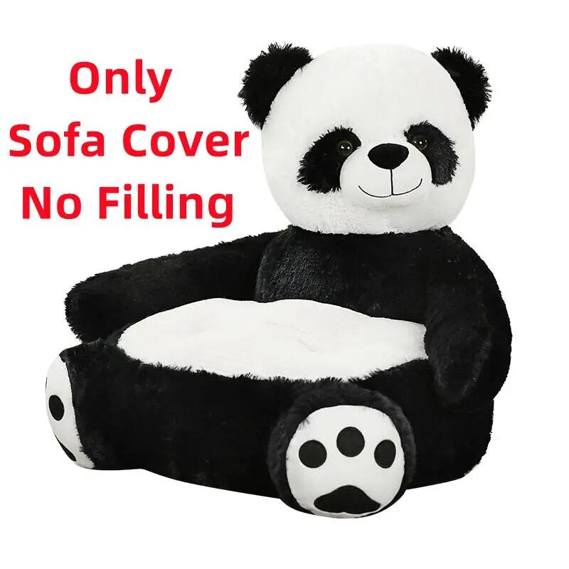 Anykidz Sofa Panda Skin/ Cover Only No Filling Inside Animal Shape Stuffed Soft Sofa Seat Cushion Room Decor for Kids-Kids Sofa-PEROZ Accessories