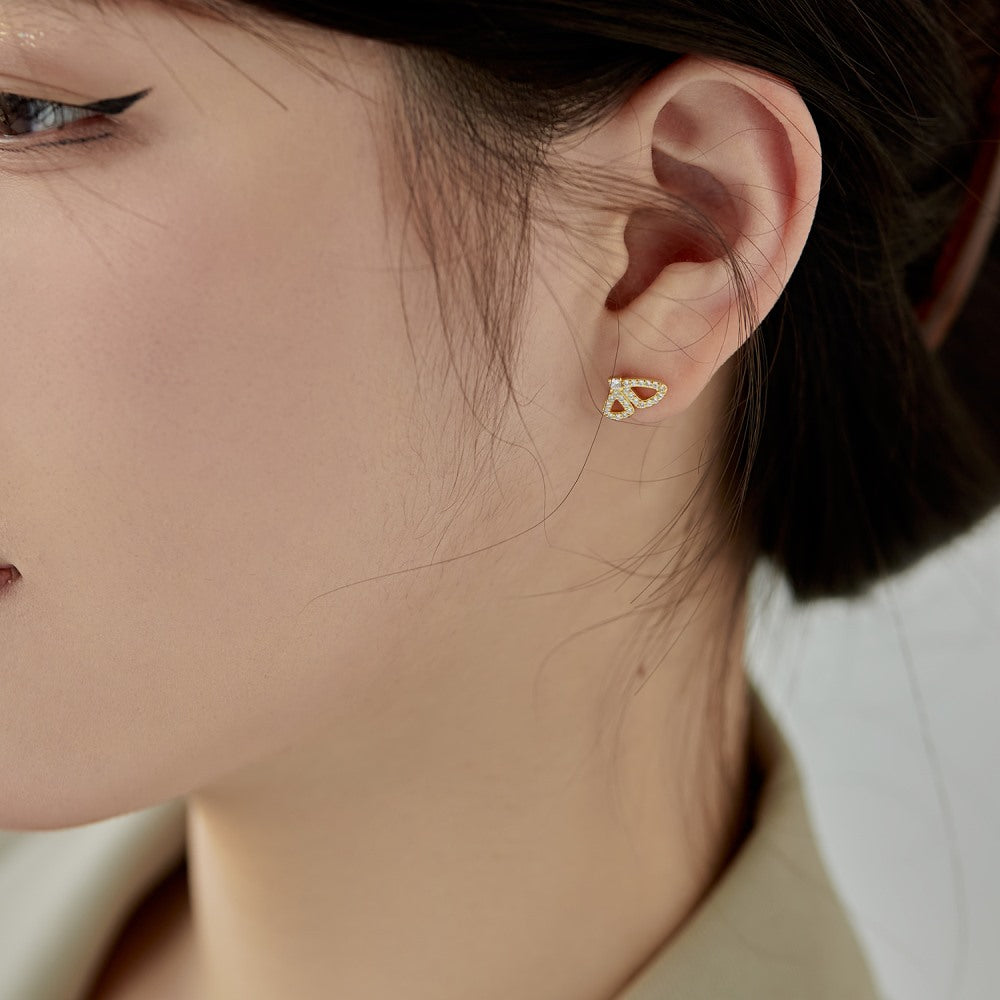 Anyco Earrings Gold Zirconia Gold Plated Butterfly Stud Earring Set Hoop Earing Jewelry Women 925 Pure For women-Earrings-PEROZ Accessories