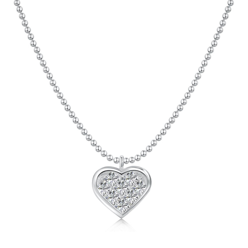 Anyco Necklace Silver Heart Love Cubic Zirconia Necklace 18K Jewelry 925 Sterling Silver Pendant Necklaces For Women-Necklace-PEROZ Accessories
