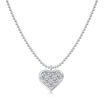 Anyco Necklace Silver Heart Love Cubic Zirconia Necklace 18K Jewelry 925 Sterling Silver Pendant Necklaces For Women-Necklace-PEROZ Accessories
