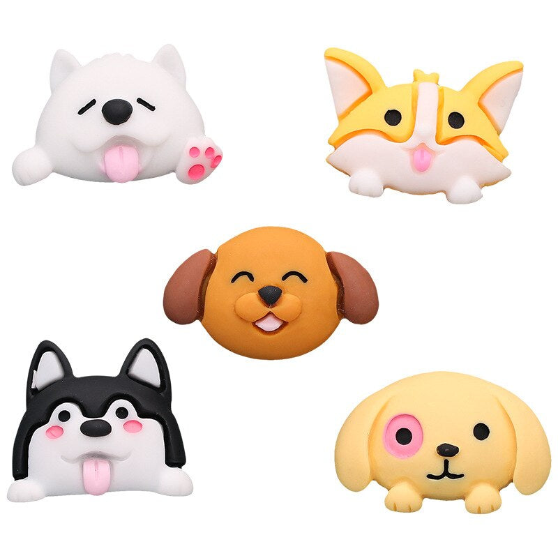 Anykidz 5pcs Dog Head Design Shoe Charm Accessories Jeans Clogs Pendant Pin Designer Ornament Jibbitz for Crocs-Shoe Charms-PEROZ Accessories