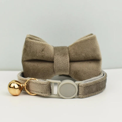 AnyWags Cat Collar Grey Bow Large with Safety Buckle, Bell, and Durable Strap Stylish and Comfortable Pet Accessory-Cat Supplies-PEROZ Accessories