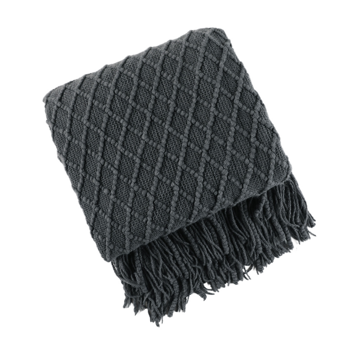Anyhouz Gray Blanket Faux Cashmere Sofa Cover Nordic Style Knit Plaid Throw Tassels Bedspread Golden Blanket for Spring Summer 127*172cm-Blankets-PEROZ Accessories