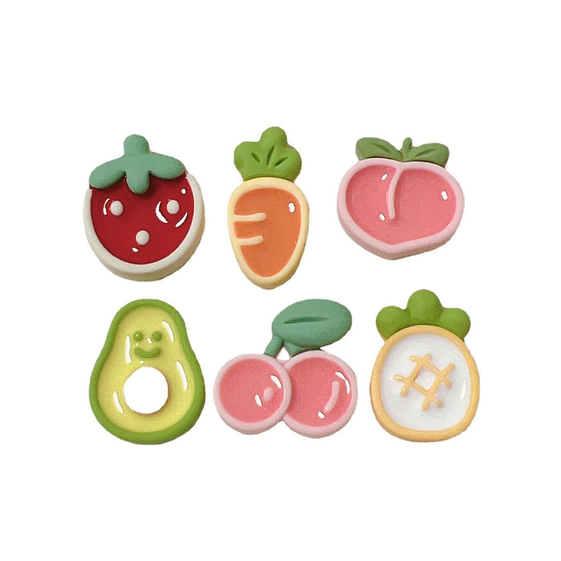 Anykidz 6pcs Creamy Fruit Design Shoe Charm Accessories Jeans Clogs Pendant Pin Designer Ornament Jibbitz for Crocs-Shoe Charms-PEROZ Accessories