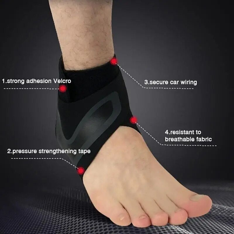 Anyfit Resistance Band Black 1Pc Left Large Sport Ankle Support Brace Elastic High Protect Guard Safety Running Basketball Wrap Bandage-Exercise &amp; Fitness-PEROZ Accessories