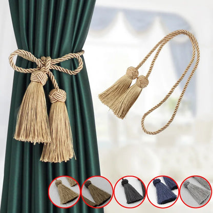 Anyhouz Curtain Tie Charcoal Tassel Curtain Gold Tiebacks for Curtains Rope Holder Accessories-Curtain Tie-PEROZ Accessories