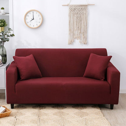 Anyhouz 1 Seater Sofa Cover Plain Wine Red Style and Protection For Living Room Sofa Chair Elastic Stretchable Slipcover-Slipcovers-PEROZ Accessories