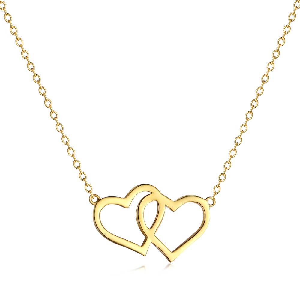 Anyco Necklace Gold Dylam Fashion Gold Plated 925 Silver Jewelry Heart Shape Love Pendant Dainty Necklace For Women-Necklace-PEROZ Accessories