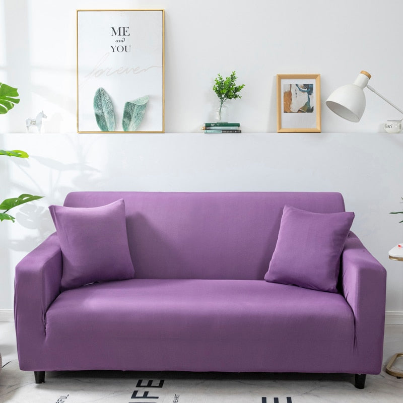 Anyhouz 3 Seater Sofa Cover Plain Purple Style and Protection For Living Room Sofa Chair Elastic Stretchable Slipcover-Slipcovers-PEROZ Accessories