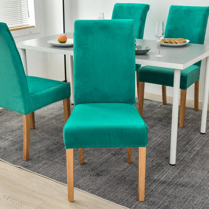 Anyhouz Chair Cover Peacock Blue Velvet Plush Stretch Chair Slipcover Elastic Spandex Chair Cover for Dining Room Kitchen Wedding Banquet Hotel-Chair Cover-PEROZ Accessories