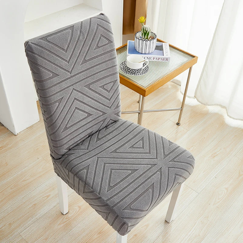 Anyhouz Chair Cover Dark Grey Triangular Design with Elastic Material for Dining Room Kitchen Wedding Hotel Banquet Restaurant-Chair Cover-PEROZ Accessories