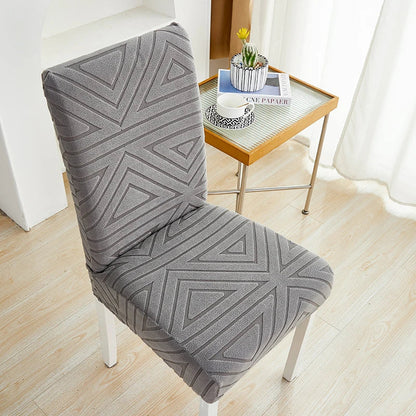 Anyhouz Chair Cover Dark Grey Triangular Design with Elastic Material for Dining Room Kitchen Wedding Hotel Banquet Restaurant-Chair Cover-PEROZ Accessories