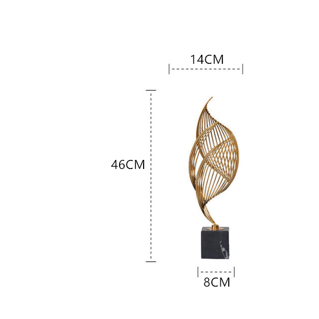 Anyhouz 46cm Spiral Leaves Luxury Gold Metal Tabletop Home Decor Modern Art Living Room Display House Decorative Crafts Metal Ornaments-Tabletop Decor-PEROZ Accessories