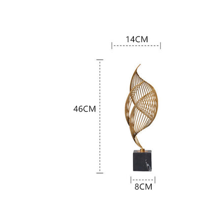 Anyhouz 46cm Spiral Leaves Luxury Gold Metal Tabletop Home Decor Modern Art Living Room Display House Decorative Crafts Metal Ornaments-Tabletop Decor-PEROZ Accessories