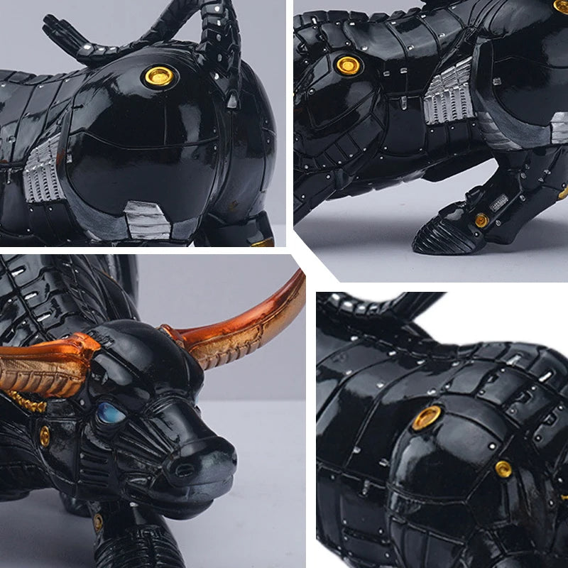 Anyhouz Home Figurine Black Mechanical Bull Resin for Living Room Desktop Decoration Accessories Gifts-Sculptures &amp; Statues-PEROZ Accessories