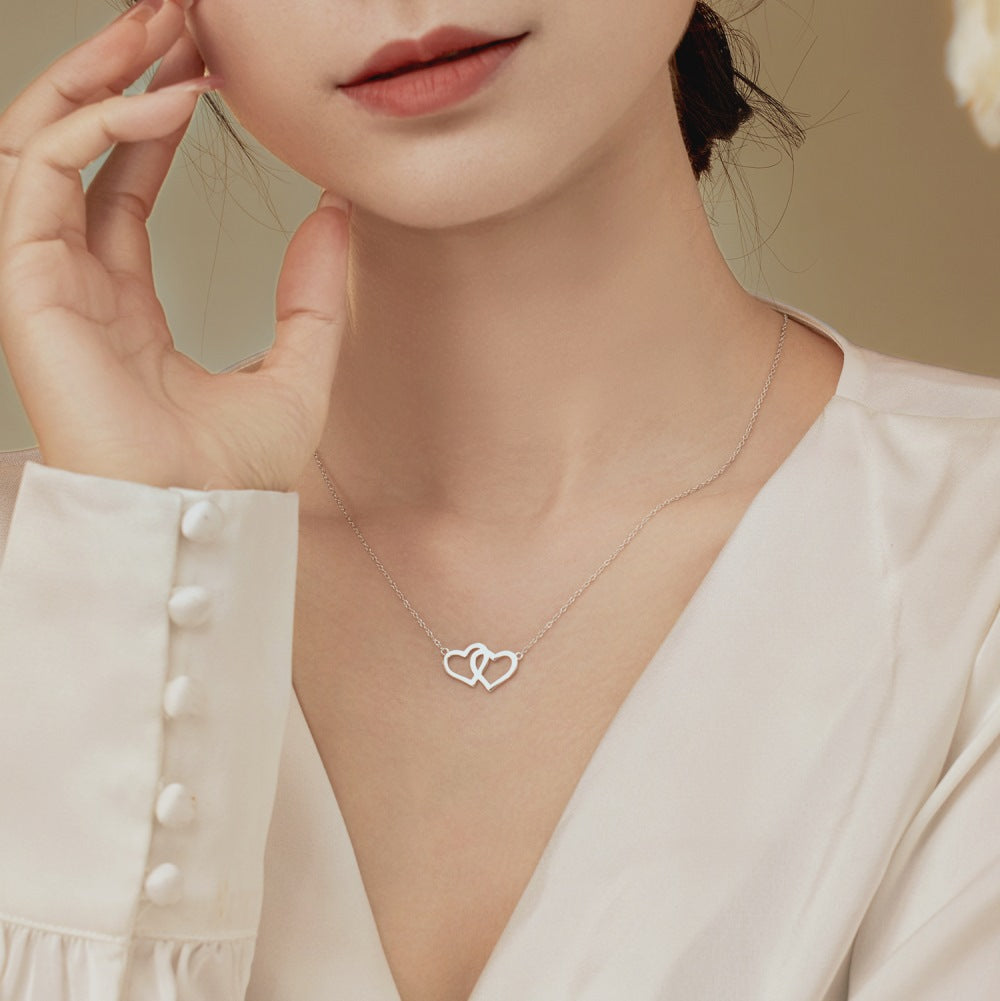 Anyco Necklace Gold Dylam Fashion Gold Plated 925 Silver Jewelry Heart Shape Love Pendant Dainty Necklace For Women-Necklace-PEROZ Accessories
