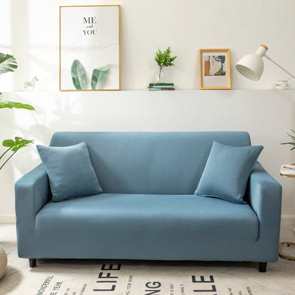 Anyhouz 2 Seater Sofa Cover Plain Grey Blue Style and Protection For Living Room Sofa Chair Elastic Stretchable Slipcover-Slipcovers-PEROZ Accessories