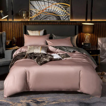 Anyhouz Duvet Comforter Set King Pink/ Deep Grey Egyptian Cotton Thick Blanket Bedspread 6 Pcs Bed Set-Comforter-PEROZ Accessories