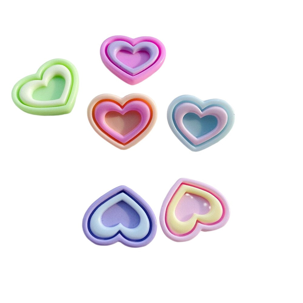Anykidz 6pcs Two Colored Heart Design Shoe Charm Accessories Jeans Clogs Pendant Pin Designer Ornament Jibbitz for Crocs-Shoe Charms-PEROZ Accessories