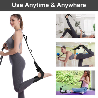 Anyfit Yoga Band Stretcher Solid Black Strap Resistance Belt Pilates Exercise Stretcher Fitness Tool-Exercise &amp; Fitness-PEROZ Accessories