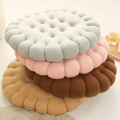 Anyhouz Plush Pillow Dark Brown Round Biscuit Shape Stuffed Soft Pillow Seat Cushion Room Decor-Pillow-PEROZ Accessories