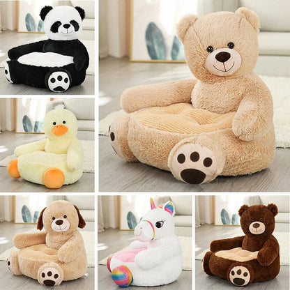 Anykidz Sofa Rabbit Skin/ Cover Only No Filling Inside Animal Shape Stuffed Soft Sofa Seat Cushion Room Decor for Kids-Kids Sofa-PEROZ Accessories