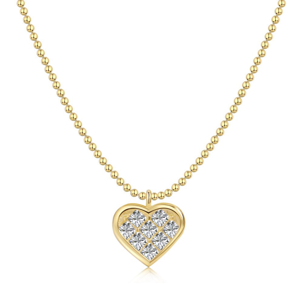 Anyco Necklace Gold Heart Love Cubic Zirconia Necklace 18K Gold Plated Jewelry 925 Sterling Silver Pendant Necklaces For Women-Necklace-PEROZ Accessories