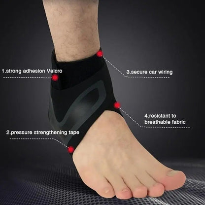 Anyfit Resistance Band Black 1Pc Right Medium Sport Ankle Support Brace Elastic High Protect Guard Safety Running Basketball Wrap Bandage-Exercise &amp; Fitness-PEROZ Accessories