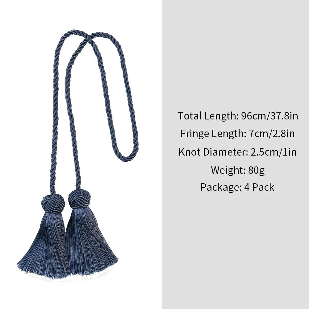 Anyhouz Curtain Tie Charcoal Tassel Curtain Gold Tiebacks for Curtains Rope Holder Accessories-Curtain Tie-PEROZ Accessories