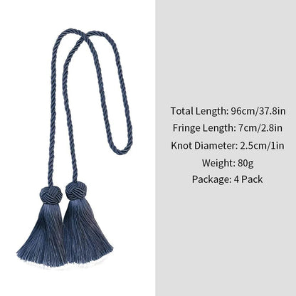 Anyhouz Curtain Tie Charcoal Tassel Curtain Gold Tiebacks for Curtains Rope Holder Accessories-Curtain Tie-PEROZ Accessories