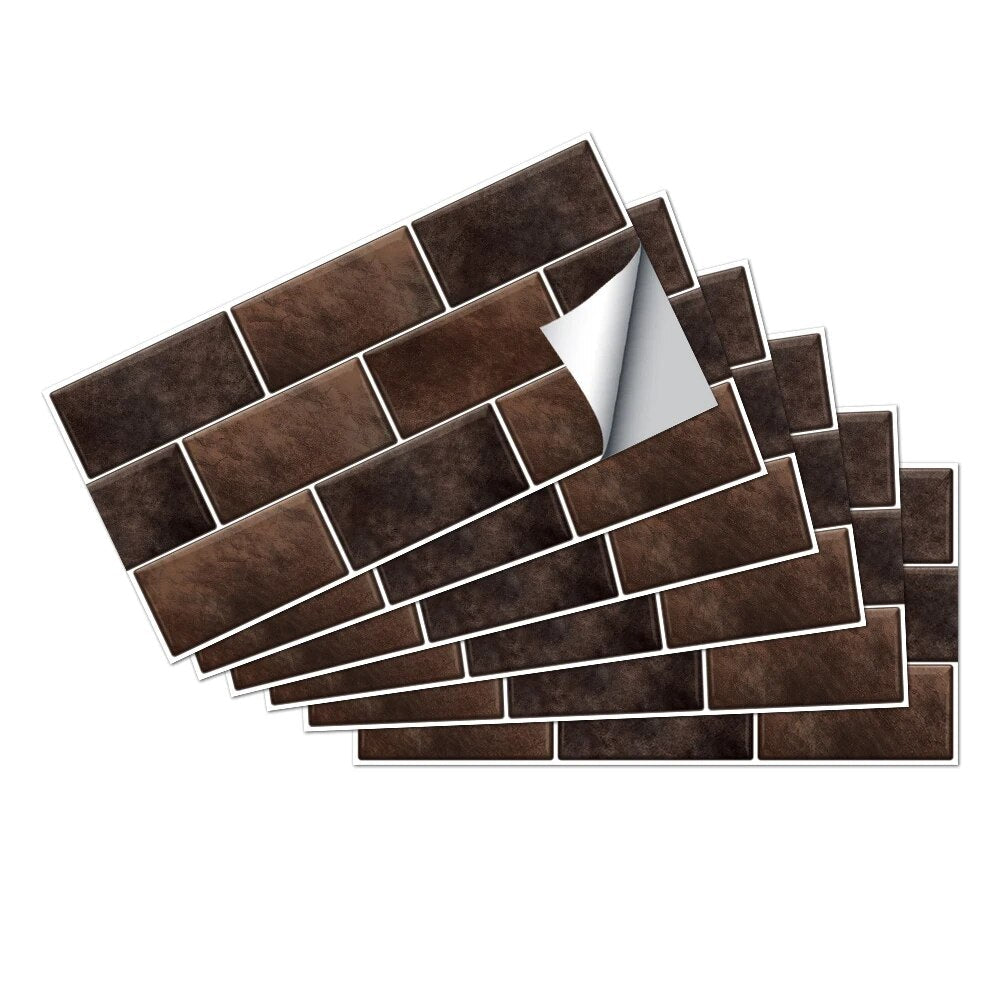 Anyhouz Wallpaper Choco Brown 6 Pcs Waterproof Self Adhesive Removable 3D DIY Modern Marble Tile Wall Sticker Home Decor-Wall Paper-PEROZ Accessories