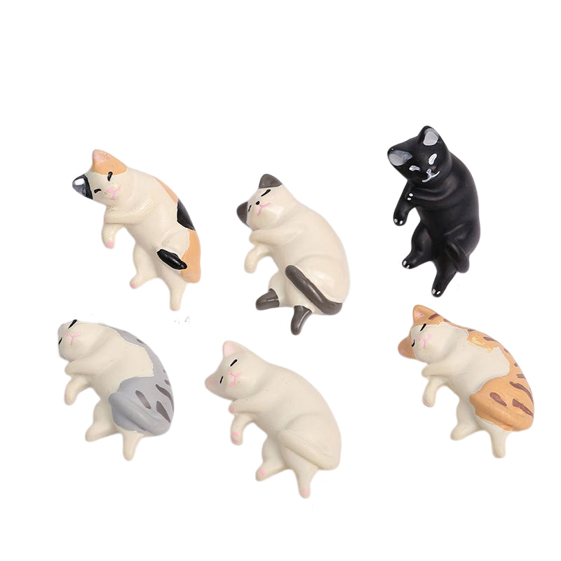 Anykidz 6pcs Sleeping Cat Design Shoe Charm Accessories Jeans Clogs Pendant Pin Designer Ornament Jibbitz for Crocs-Shoe Charms-PEROZ Accessories