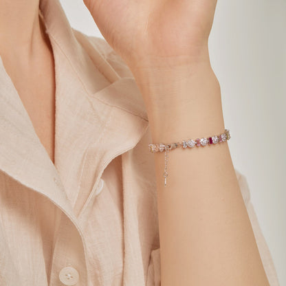 Anyco Bracelet Bohemian Rainbow S925 Sterling Silver Cz Eternity Band Bracelet Iced Out Diamond Tennis Chain Women Men Fine Jewelry-Bracelets-PEROZ Accessories