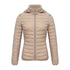 Anychic Womens Padded Puffer Jacket 5XL Beige Solid Lightweight Warm Outdoor Parka Clothing With Detachable Hood-Coats & Jackets-PEROZ Accessories