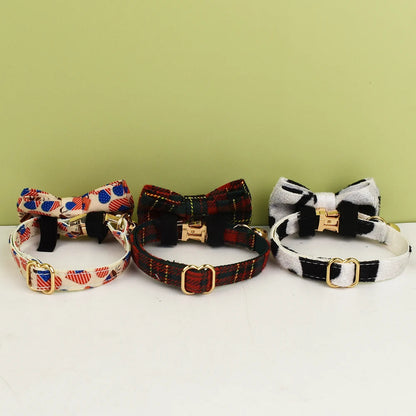 AnyWags Cat Collar Flag Heart Bow Large with Safety Buckle, Bell, and Durable Strap Stylish and Comfortable Pet Accessory-Cat Supplies-PEROZ Accessories
