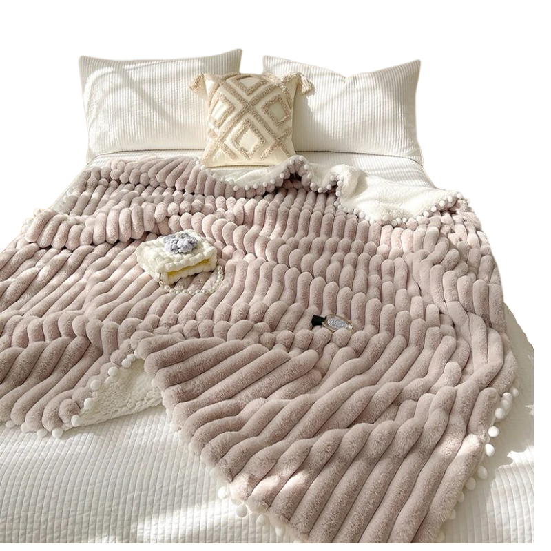 Anyhouz Blanket Brown Tuscan Faux Rabbit Fur Autumn Winter Warm Wool Weighted Blanket Soft Cozy Warmth Sofa Blankets 200x230cm-Blankets-PEROZ Accessories